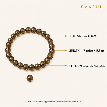 Smoky Quartz 8 mm Bracelet size and product details