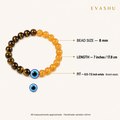 Tiger Eye, Citrine and Evil Eye bracelet set product details