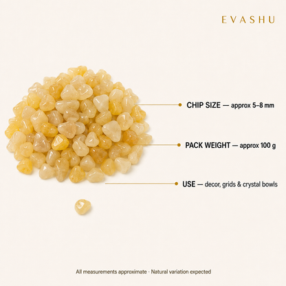 Yellow Aventurine Chips size, dimensions and product specification guide