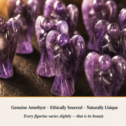 Close-up of Amethyst Angel showing natural crystal texture and detail