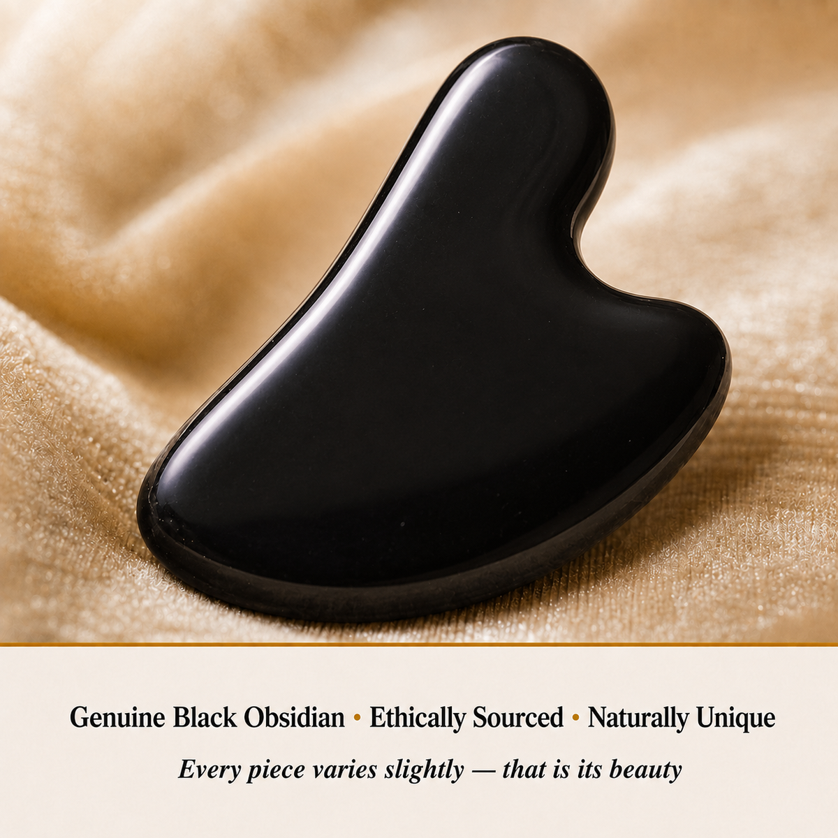 Close-up of Black Obsidian Gua Sha showing natural crystal texture and detail