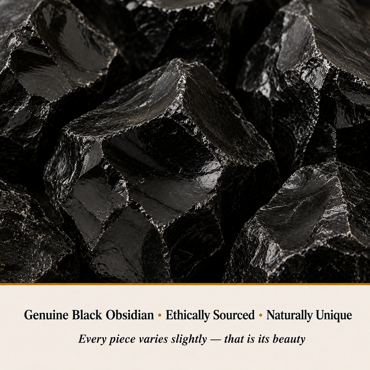 Close-up view of Black Obsidian raw stone surface