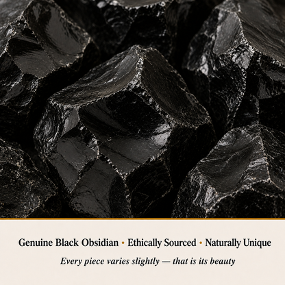 Close-up view of Black Obsidian raw stone surface