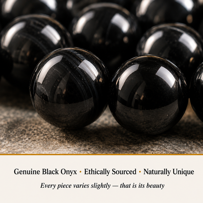 Black Onyx 8 mm Bracelet material detail