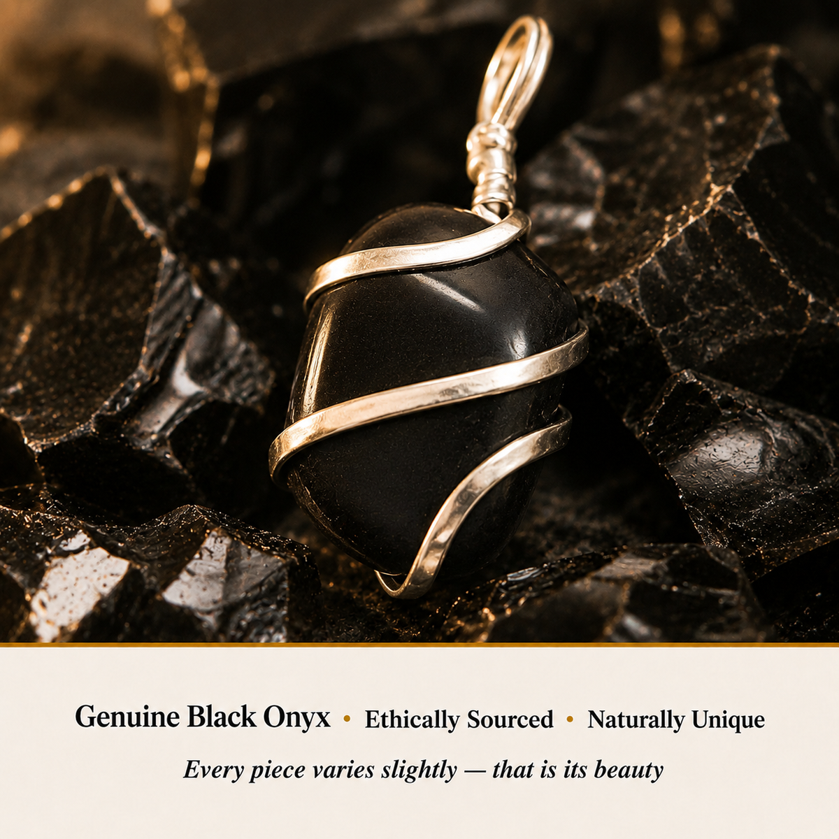 Black Onyx Tumble Pendant material detail