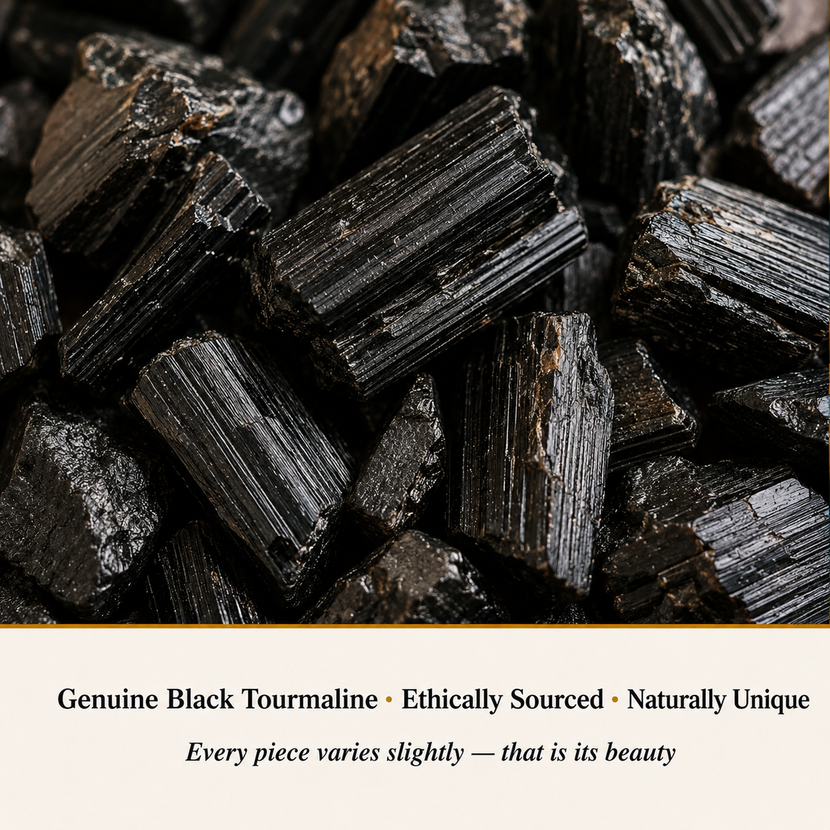 Close-up of Black Tourmaline Chips showing natural crystal texture and detail
