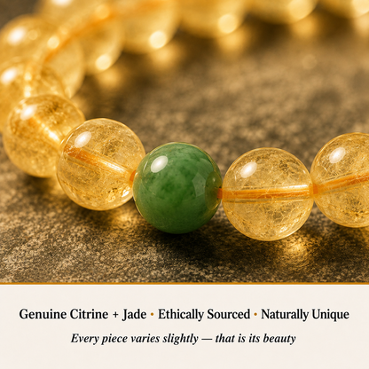 Citrine and Green Jade bracelet set material detail