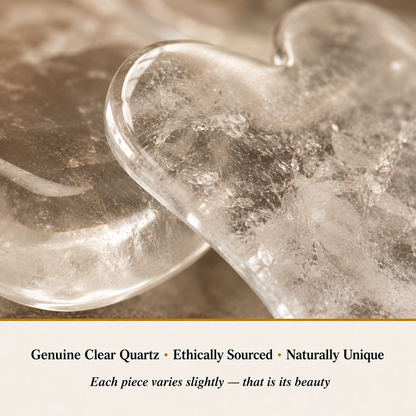 Close-up of Clear Quartz Gua Sha showing natural crystal texture and detail