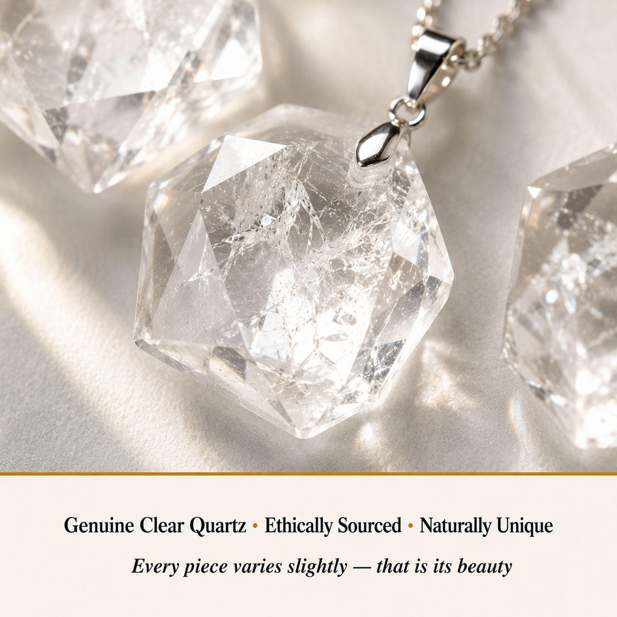 Clear Quartz Hexagon Pendant material detail
