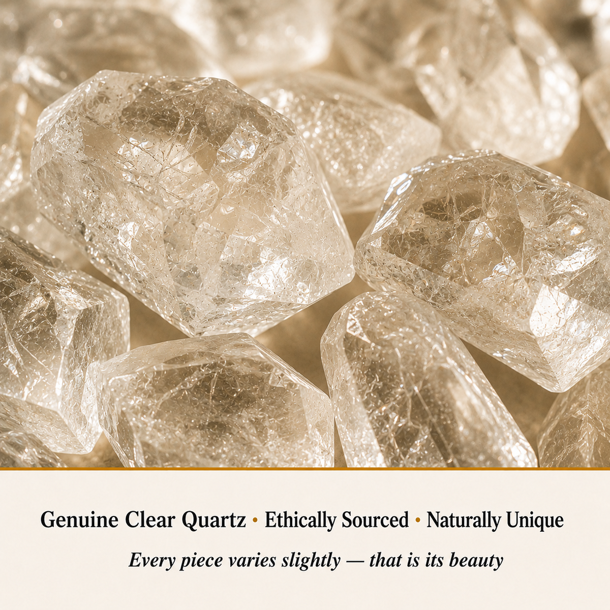 Close-up of Clear Quartz Stone showing natural crystal texture and detail