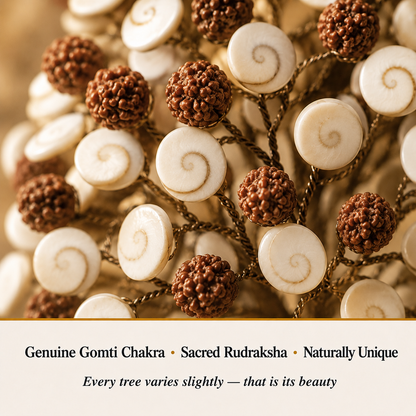 Close-up of Gomti Rudraksha Tree showing natural crystal texture and detail