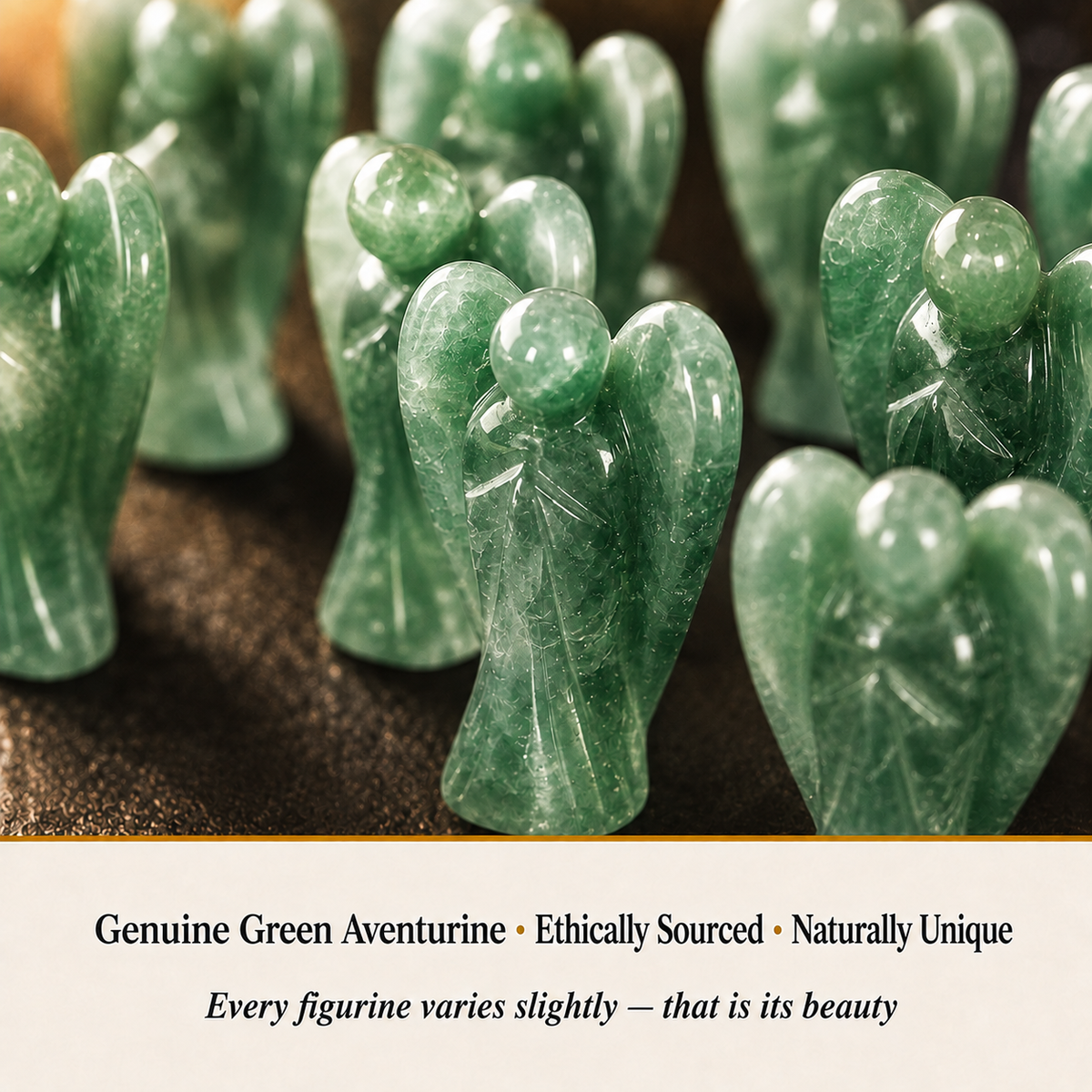 Close-up of Green Aventurine Angel showing natural crystal texture and detail