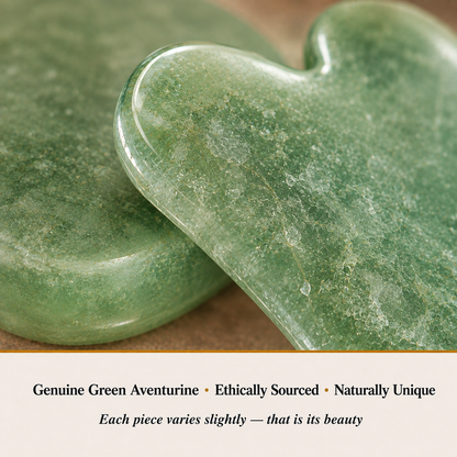 Close-up of Green Aventurine Gua Sha showing natural crystal texture and detail