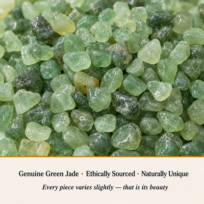 Close-up of Green Jade Chips showing natural crystal texture and detail