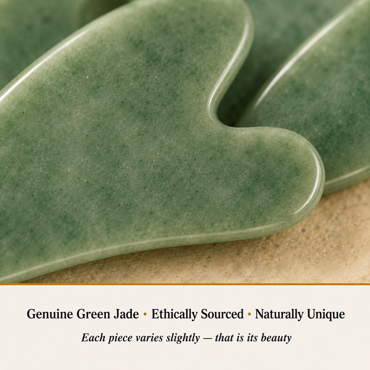 Close-up of Green Jade Gua Sha showing natural crystal texture and detail