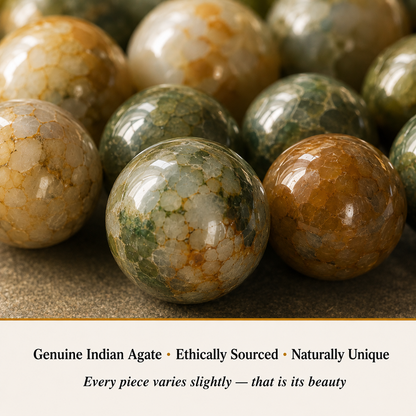 Close-up of Indian Agate Bracelet showing natural crystal bead texture and detail