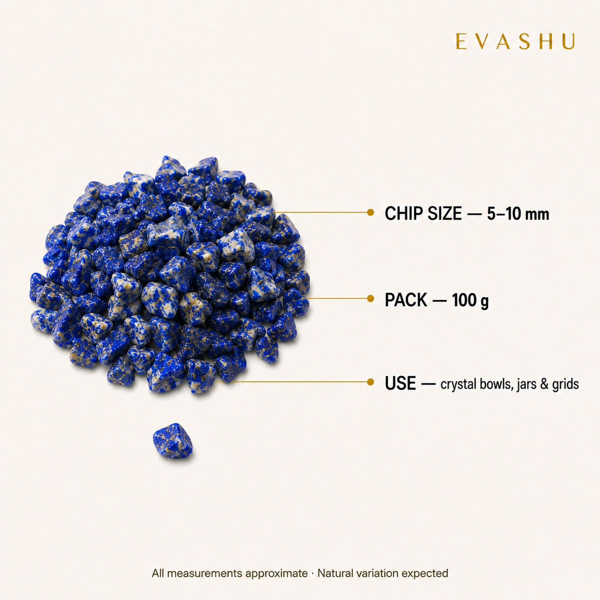 Close-up of Lapis Lazuli Chips showing natural crystal texture and detail