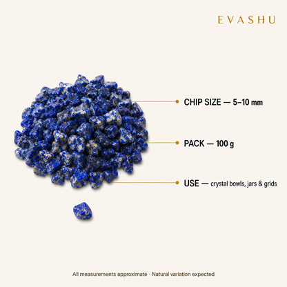 Close-up of Lapis Lazuli Chips showing natural crystal texture and detail
