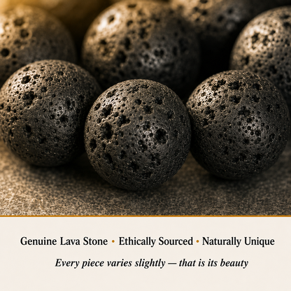 Close-up of Lava Stone Bracelet showing natural crystal bead texture and detail