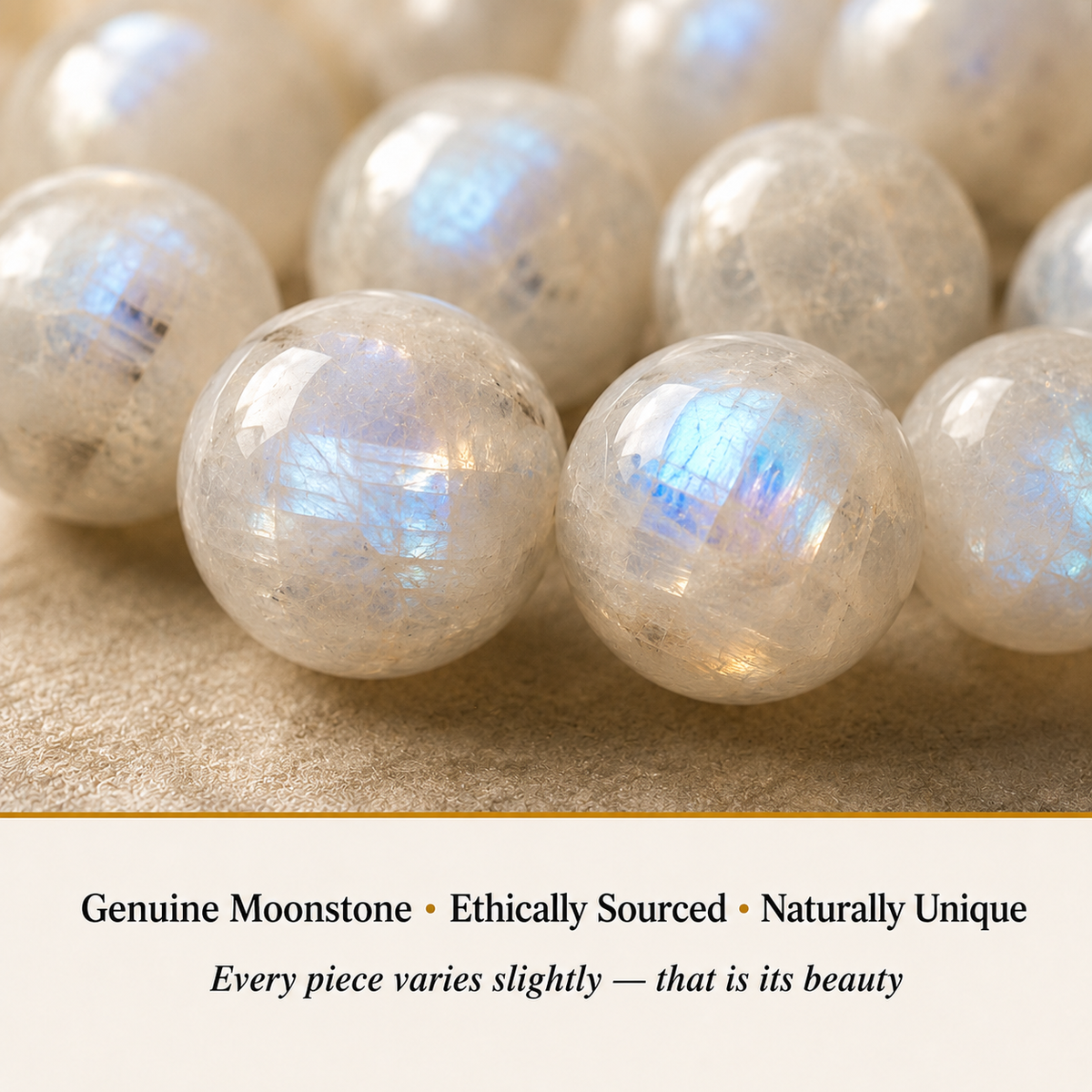 Moonstone 8 mm Bracelet material detail