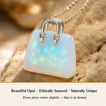 Close-up of Opal Handbag Pendant showing natural crystal texture and detail