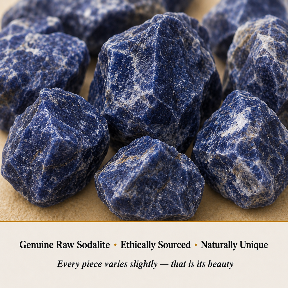 Close-up of Raw Sodalite Stone showing natural crystal texture and detail