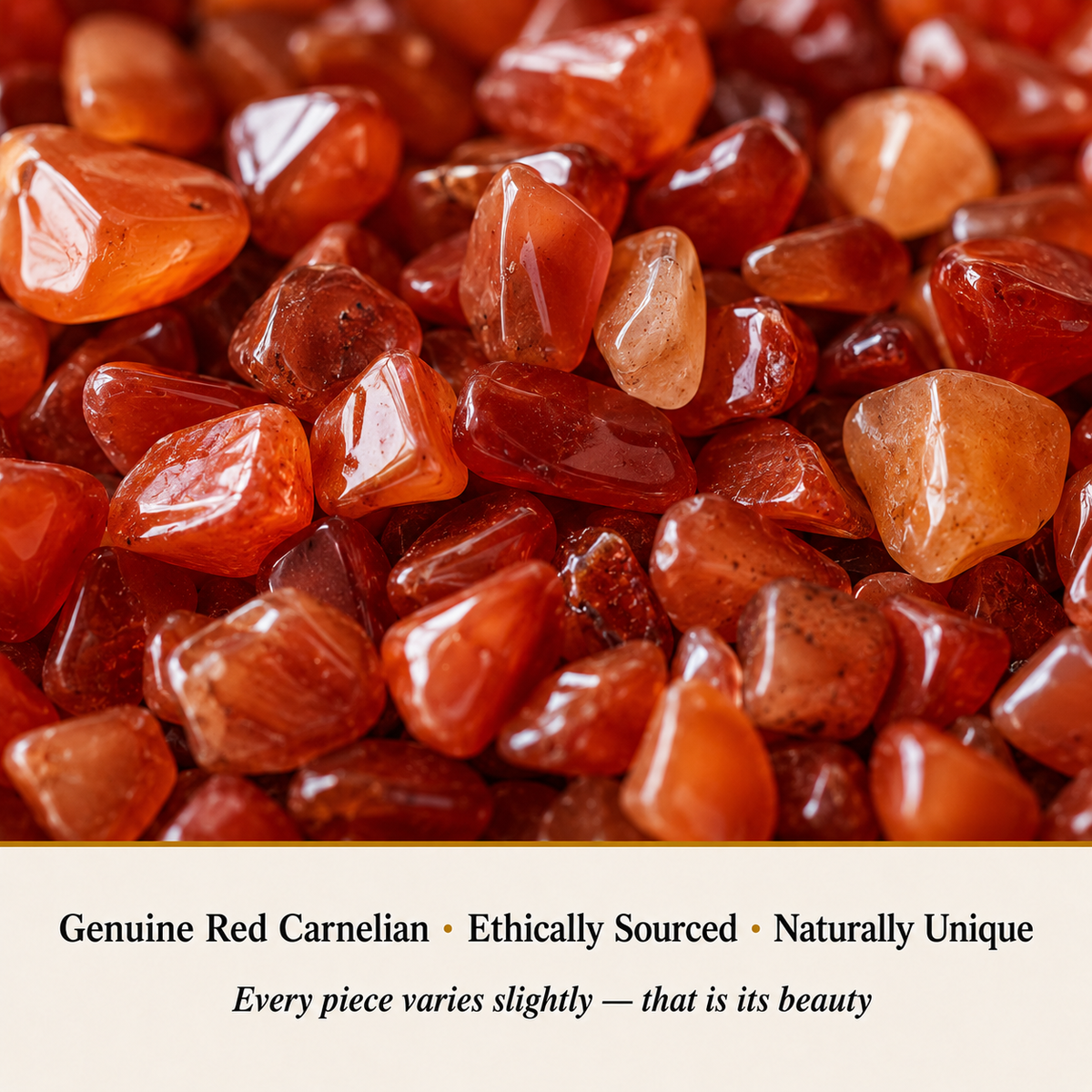 Close-up of Red Carnelian Chips showing natural crystal texture and detail