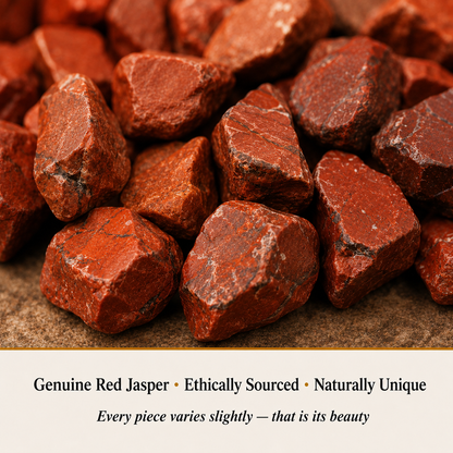 Close-up of Red Jasper Chips showing natural crystal texture and detail