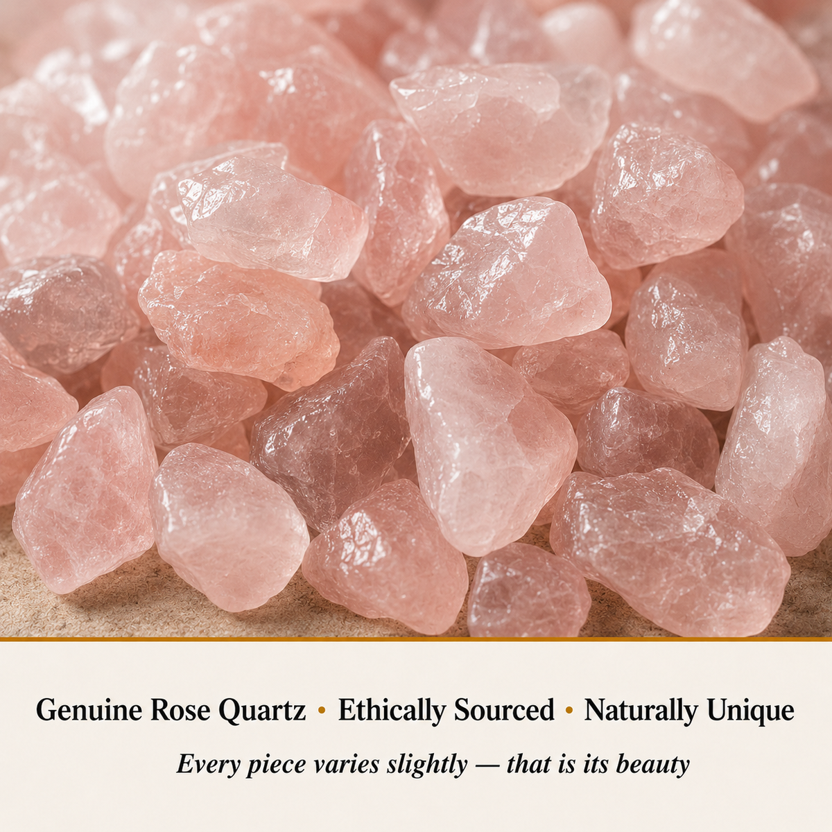 Close-up of Rose Quartz Chips showing natural crystal texture and detail