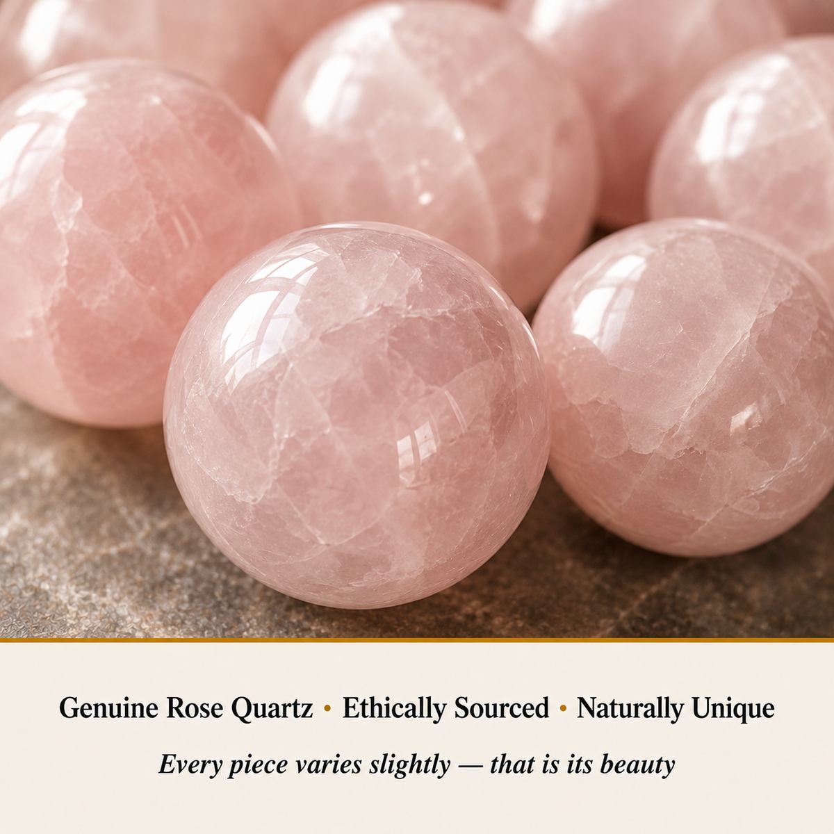 Close-up of Rose Quartz Ring showing natural crystal texture and detail