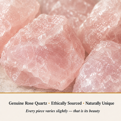 Close-up of Rose Quartz Stone showing natural crystal texture and detail