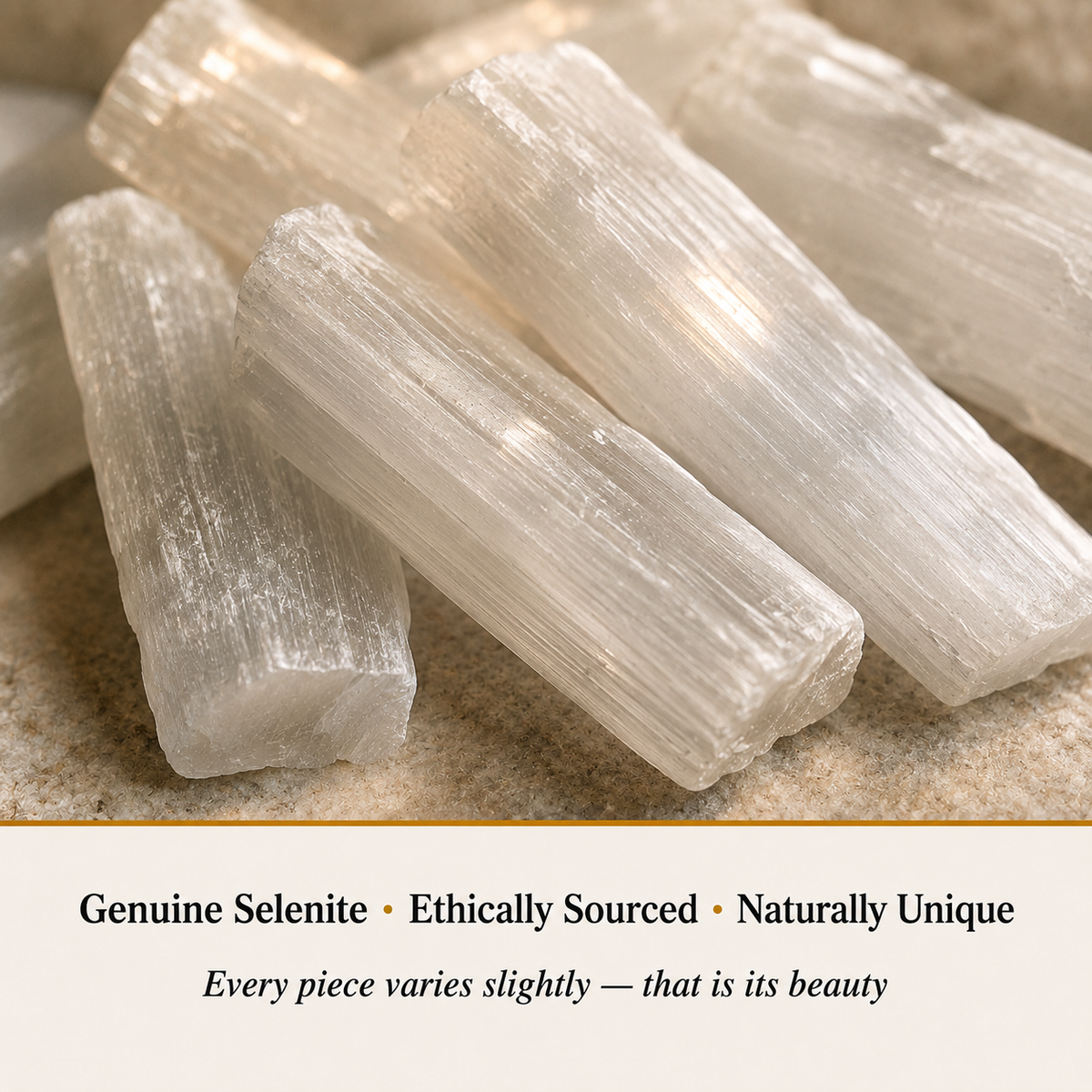 Close-up of Selenite Stone showing natural crystal texture and detail