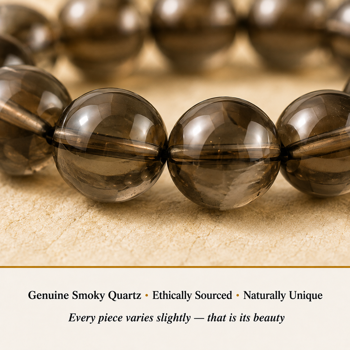 Smoky Quartz 8 mm Bracelet material detail