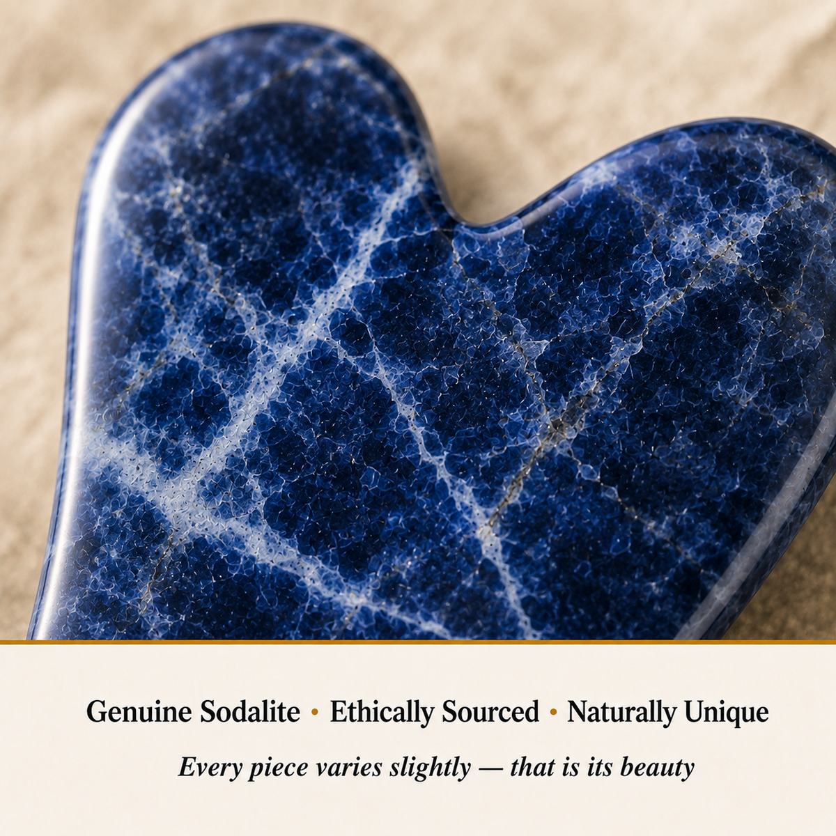 Close-up of Sodalite Gua Sha showing natural crystal texture and detail