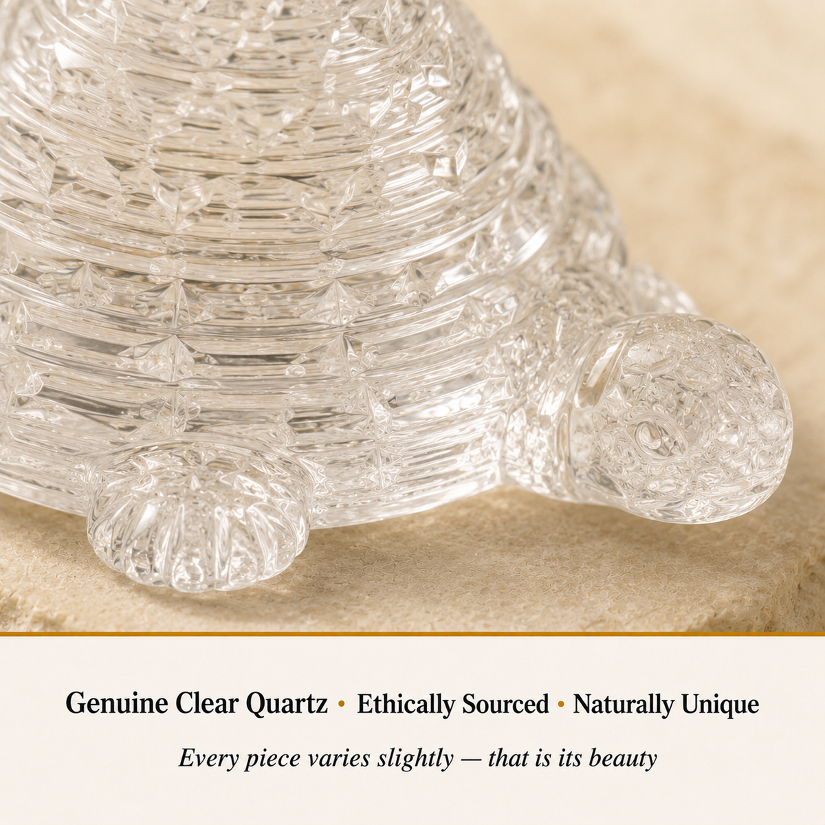 Close-up of Sphatik Tortoise showing natural crystal texture and detail