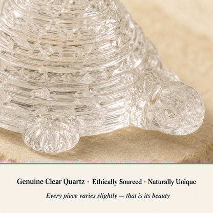 Close-up of Sphatik Tortoise showing natural crystal texture and detail