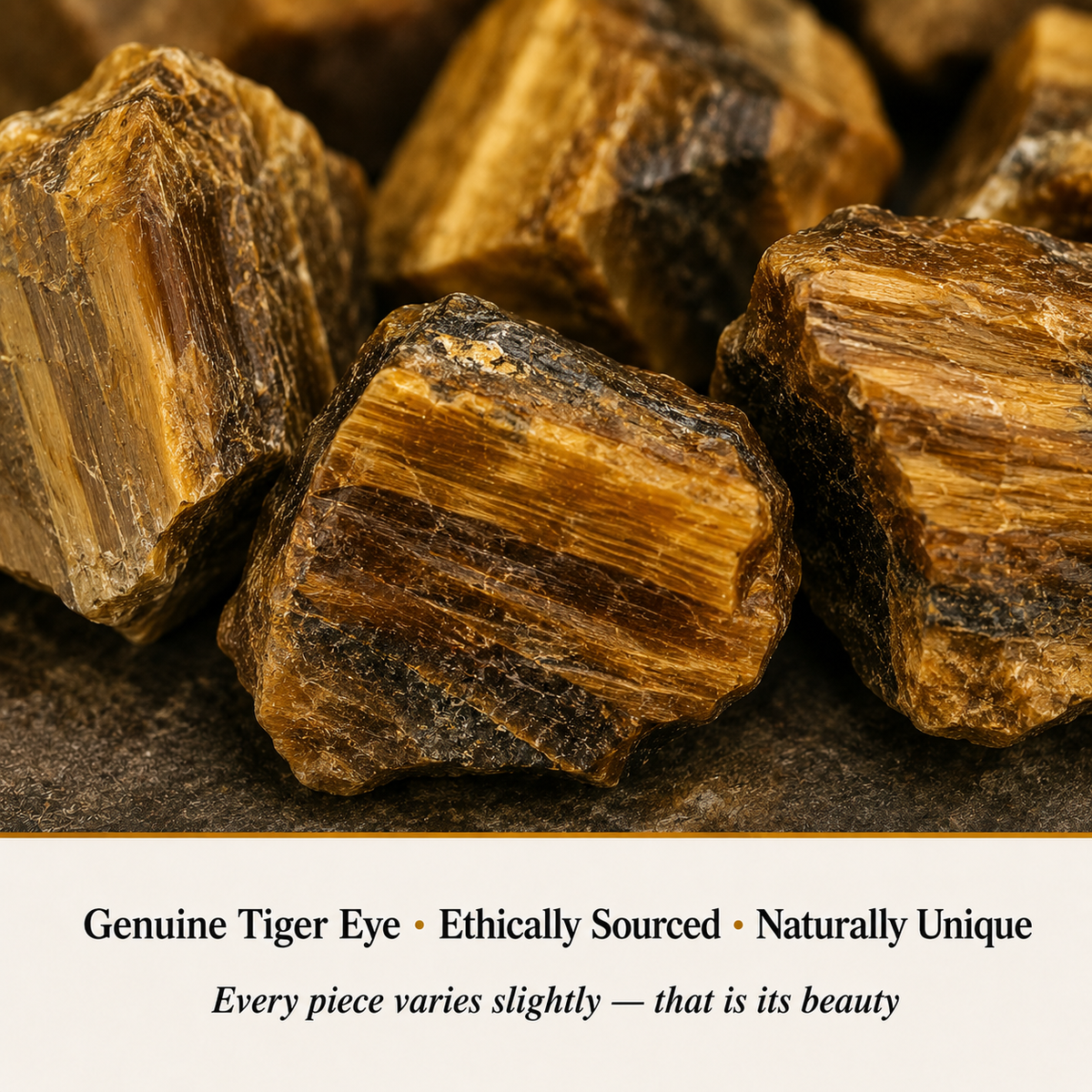 Close-up of Tiger Eye Stone showing natural crystal texture and detail