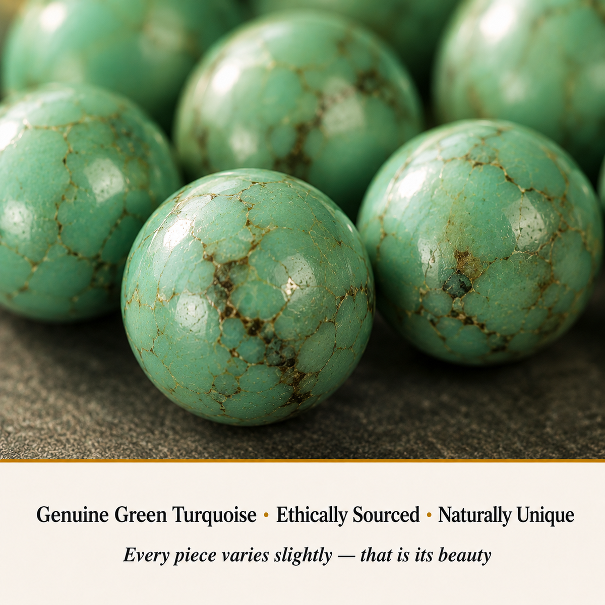 Close-up of Turquoise Bracelet showing natural crystal bead texture and detail