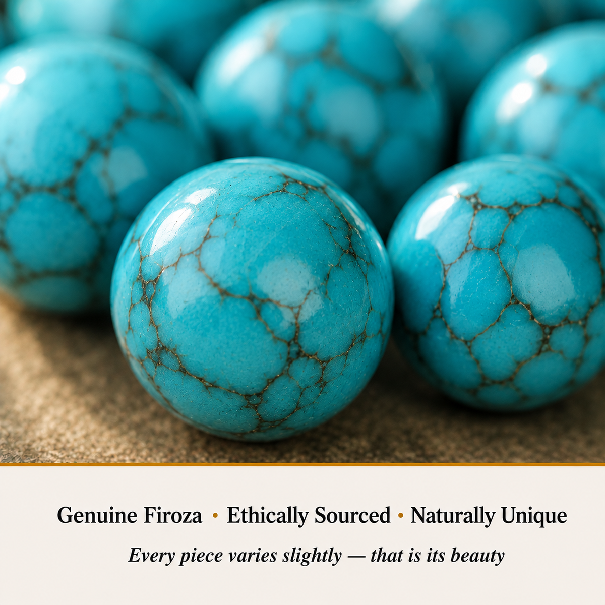 Close-up of Turquoise Firoza Bracelet showing natural crystal bead texture and detail