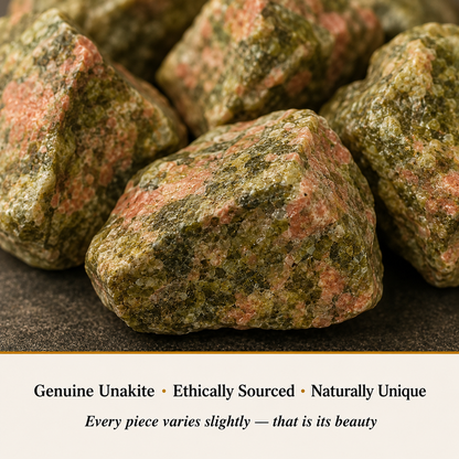 Close-up of Unakite Stone showing natural crystal texture and detail