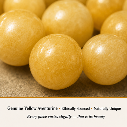 Close-up of Yellow Aventurine Bracelet showing natural crystal bead texture and detail
