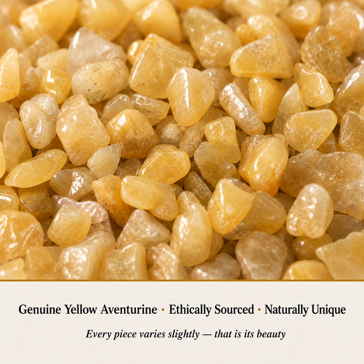 Close-up of Yellow Aventurine Chips showing natural crystal texture and detail