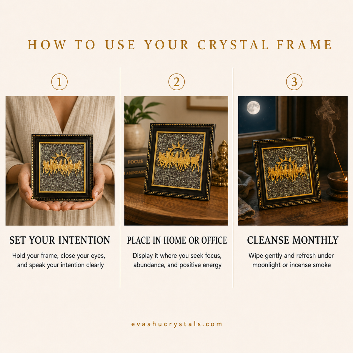 Pyrite 7 Horses Decorative Frame placement, intention and care guide