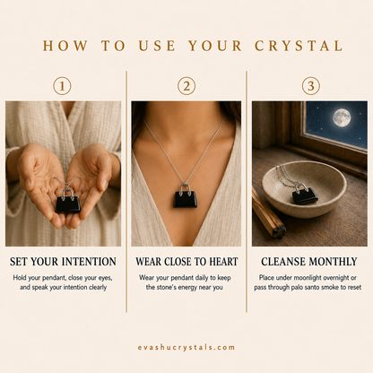 Black Tourmaline Mini Handbag Pendant wear and care guide