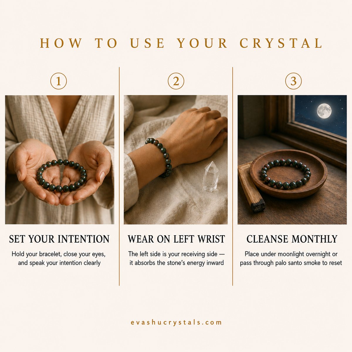 Bloodstone Bracelet wearing, intention and crystal care usage guide