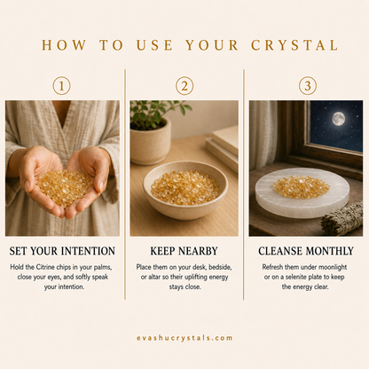 Citrine Chips wearing, placement, intention and crystal care usage guide