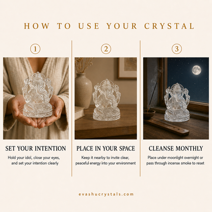 Clear Quartz Ganesha wearing, placement, intention and crystal care usage guide