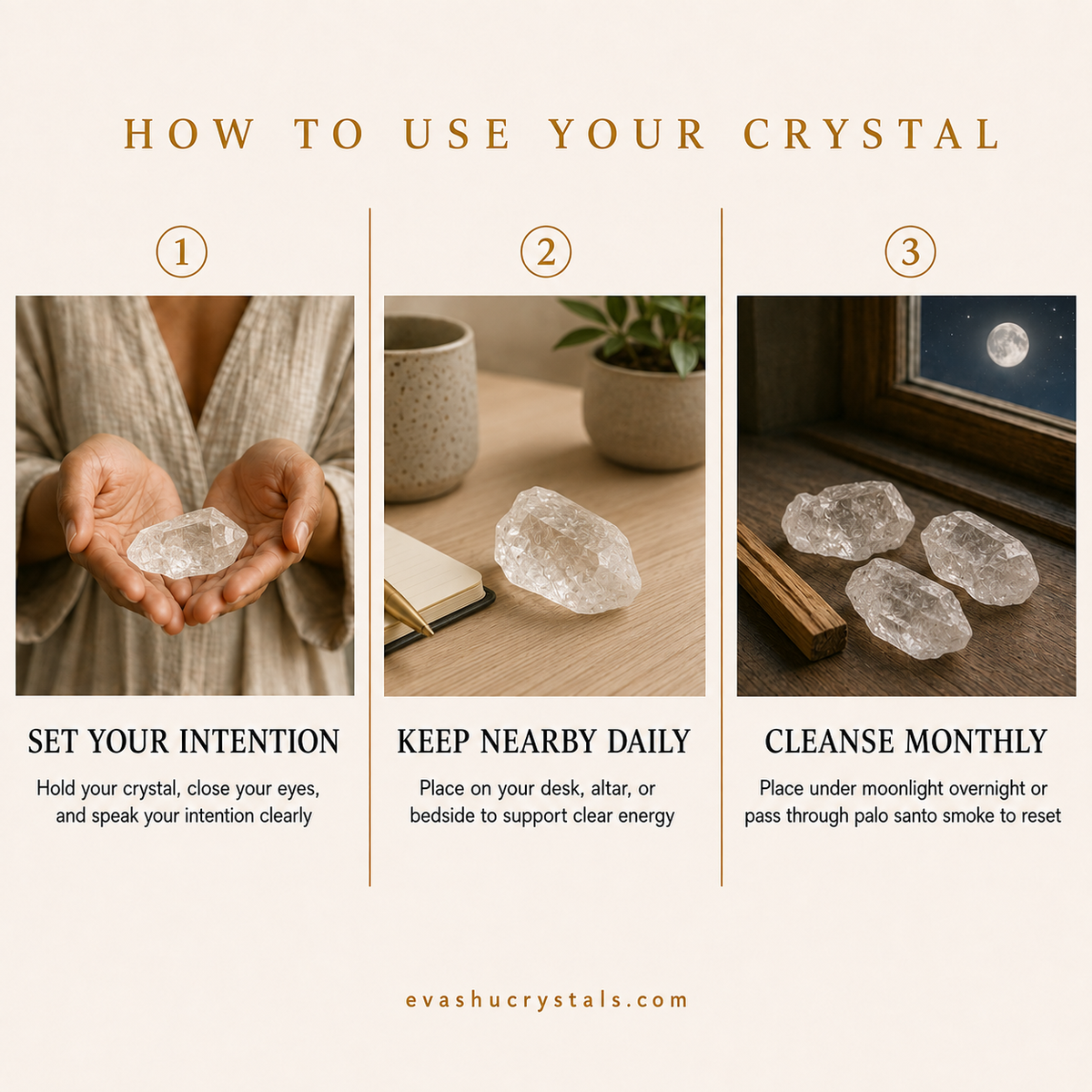 Clear Quartz Stone wearing, placement, intention and crystal care usage guide
