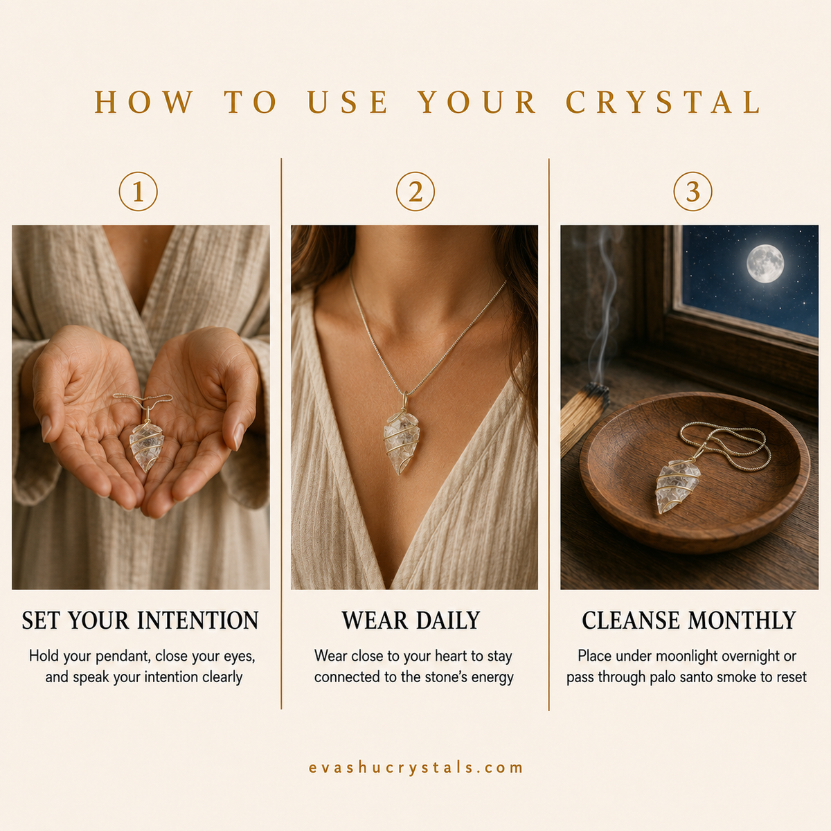 Clear Quartz Tumble Pendant care and wearing guide