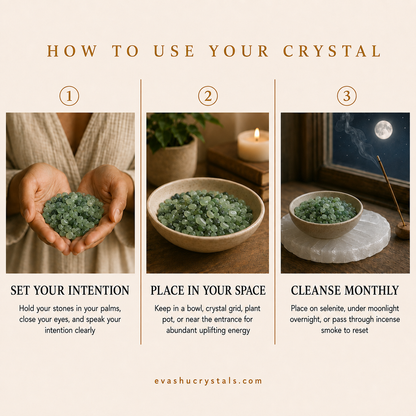 Green Aventurine Chips wearing, placement, intention and crystal care usage guide